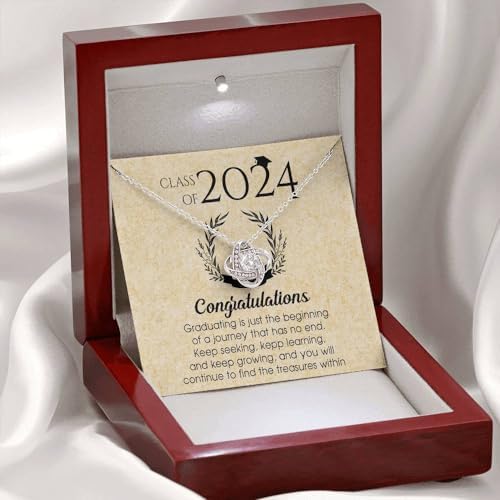 VIRAGIL 2023 Graduation Gifts for Her, Class of 2024 Love Knot Sterling Silver Pendant Necklace Senior College Graduation Jewelry Gifts for Girl Daughter - Image 2