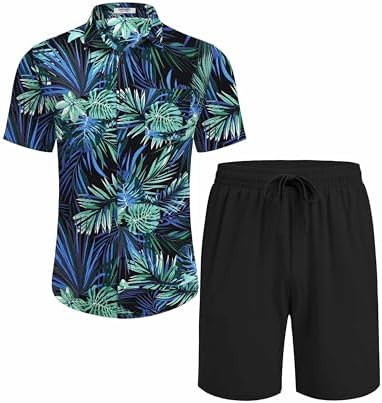 COOFANDY Men's Hawaiian 2 Piece Outfits Floral Button Down Shirt and Shorts Vacation Outfits Summer Beach Matching Set - Image 5
