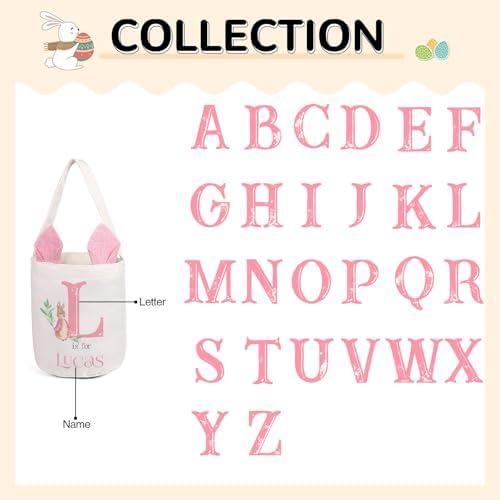 Personalized Bunny Ears Bucket Bag with Custom Name Photo-Easter Bag with Handle-Soft Egg Basket -Customized Easter Basket-Great for Carrying Gift Easter Eggs (Styles 2) - Image 7