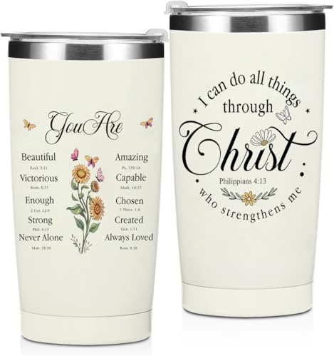 Christian Gifts for Women Faith - Christian Tumblers for Mothers Day Bible Gift, Christian Tumbler Religious Gifts Spiritual Encouragement Inspirational Gift for Women, 20oz Stainless Steel Tumbler by Unknown