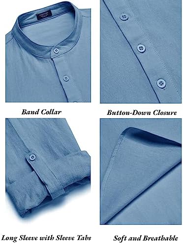 COOFANDY Men’s 2 Piece Cotton Linen Set Casual Beach Outfits Long Sleeve - Image 4