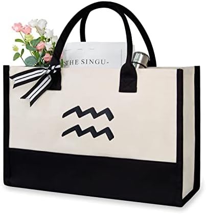 TOPDesign Personalized Initial Canvas Beach Bag, Monogrammed Gift Tote Bag for Women by TOPDesign