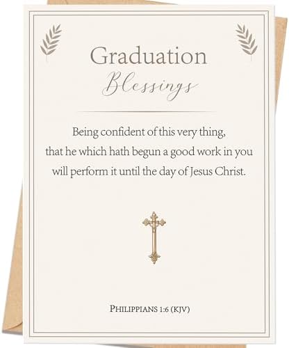 Christian Graduation Card with Bible Verse Philippians 1:6, Religious Graduation Blessings Card, Faith Graduation Gift for Him Her, High School College Graduate by Unknown