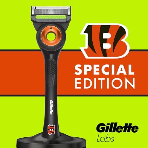 Gillette Labs Special NFL Bengals Edition Shaving Razor for Men - 1 Handle, 4 Razor Blade Refills & Magnetic Stand, GilletteLabs with Exfoliating Bar - Image 7