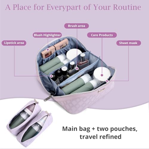 BOYATU Travel Makeup Bag Organizer: 3 Pcs Cosmetic Bag Set for Women Purple - Image 3