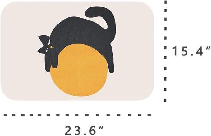 Creative Cat & Moon Patterns Diatomite Stone Bath Mat Shower Mat Quick-Dry, Non-Slip, Easy to Clean for Bathroom Floor