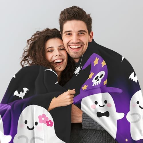 Perleddom Halloween Blanket for Couple Men Anniversary Wedding Gifts for Husband Horror Halloween Throw Blankets for Girls Boys Spooky Ghost Blanket for Him Her Fall Blankets for Kid Adults 50"×60" - Image 3