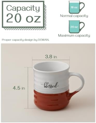 DOWAN 18 oz Large Coffee Mugs, Ceramic Mug Set with Word Blessed Grateful, Big Tea Cup for Office & Home, Thank You Gift for Women Men Mom Dad Christian, 2 Pcs - Image 3
