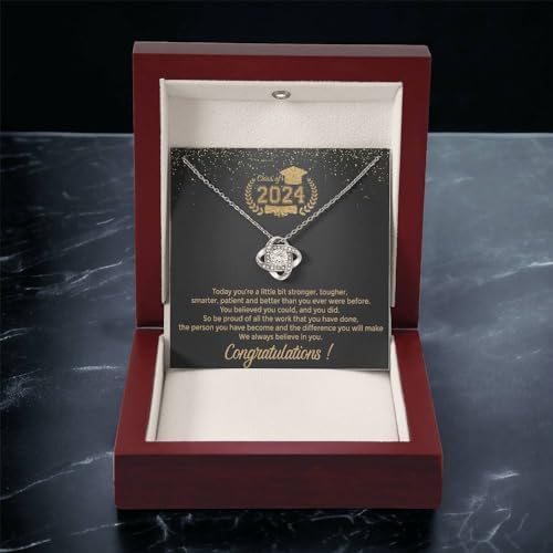VIRAGIL 2023 Graduation Gifts for Her, Class of 2024 Love Knot Sterling Silver Pendant Necklace Senior College Graduation Jewelry Gifts for Girl Daughter - Image 4