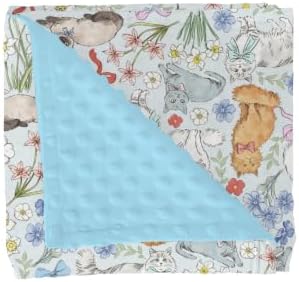 Colorful Cats Boho Floral Baby Blankets for Girl Boy Cute Kitten Bows Flowers Soft Mink Dotted Backing Double Layer Swaddle Receiving Blanket Toddler Cat Lovers Gift Nursery Bed Blanket 30x40 Blue by GrowhappyGrowhealthy