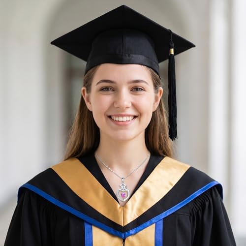 Eaciy Graduation Gifts for Women 2026, S925 Sterling Silver Heart Birthstone Graduation Cap Necklaces Class of 2026 High School College Graduations Gift for Girlfriend Her - Image 3