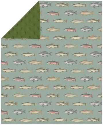 Lake Fishing Baby Blankets for Girl Boy Vintage Freshwater Fishes Soft Mink with Dotted Backing Double Layer Swaddle Blanket Lake Fishing Lover Gift Nursery Bed Blanket Infant Toddler Crib 30x40 - Image 2