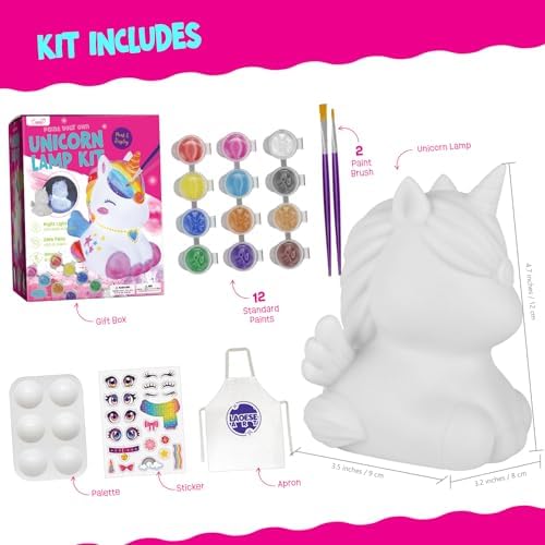 Paint Your Own Unicorn Lamp Kit, Crafts for Kids Ages 6-12, Gifts for Girls - Image 3