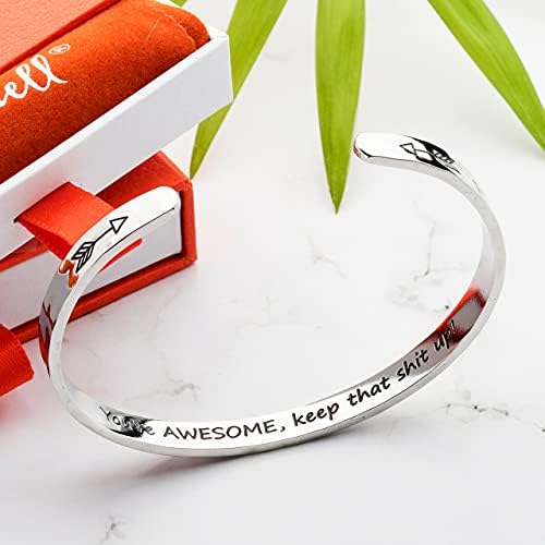 Carviell Bracelets for Women – 100+ Meaningful Engraved Messages – Solid 316L Surgical Stainless Steel Cuff Bracelet – Gift Ready - Image 4