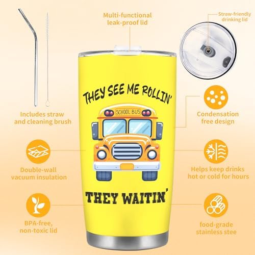 CRASHOT School Bus Driver Gifts, Travel Tumbler Appreciation Gift Set - Image 4