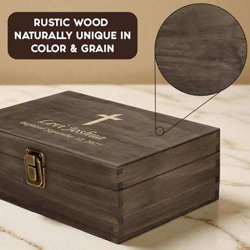 Baptism Gift for Boys & Girls, Personalized Wooden Memory Box - Image 5