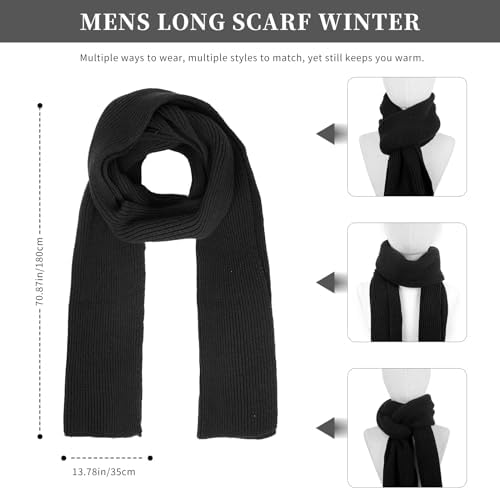 Winter Beanie Hats Long Neck Scarf for Men and Touchscreen Gloves 3PCS Set - Image 5