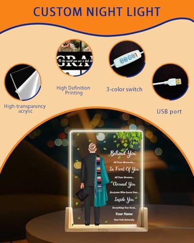 Personalized Name Graduation Gifts Custom Night Light LED Table Lamp Portrait Creator for Him 2026 University High School Keepsake(Boy I) - Image 6