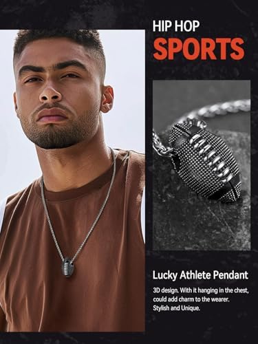 FaithHeart Sports Necklace for Men Women, Stainless Steel Gold Plated 3D Football/Soccer/Basketball/Volleyball Pendant Jewelry with Delicate Gift Packaging - Image 2
