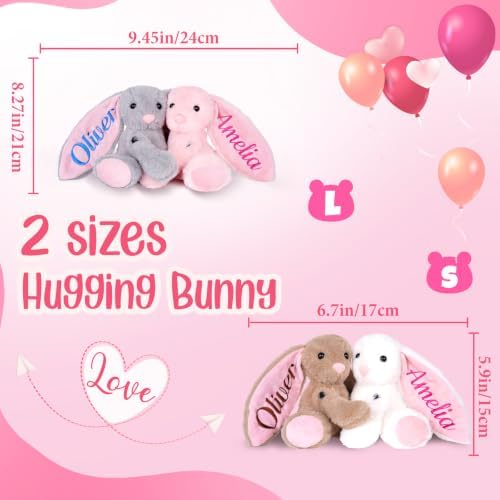 Personalized Bunny Stuffed Animal with Embroidered Name, Custom Baby Easter Plush Toys, 1+ Years Old Girls Gifts, Easter Birthday Gifts for Baby Girls Boys Toddlers Newborn - Image 4
