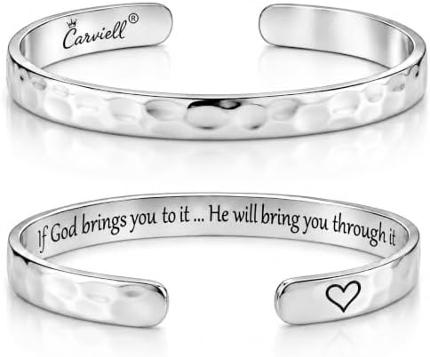 Carviell Bracelets for Women – 100+ Meaningful Engraved Messages – Solid 316L Surgical Stainless Steel Cuff Bracelet – Gift Ready by Carviell