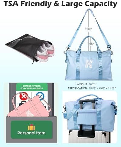 Initial Travel Duffel Bag, Sports Bag, Personalized Weekender Bags - Image 3