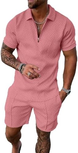 BIRW Men‘s Track Suits 2 Piece Summer Short Sets Outfits Fashion Polo Shirt Casual Short Sleeve and Shorts set by BIRW