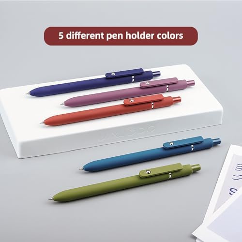 UIXJODO Gel Pens, 10 Pcs 0.5mm Black Ink Pens Fine Point Smooth Writing Pens with Silicone Grip, High-End Series Metal Clip Retractable Pens for Journaling Note Taking (10 Pcs Vintage) - Image 2