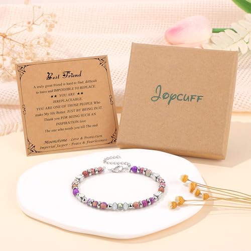 Gifts for Women Moonstone Bracelet, Amazonite Imperial Jasper Bracelets - Image 6