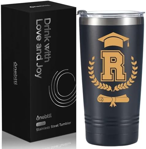 Onebttl Graduation Gifts 2026 - Graduation Stainless Steel Tumbler with Initial, Funny Initial Tumbler as Graduation Party Supplies, Graduation Decorations, Back to School for Her and Him - R by Onebttl