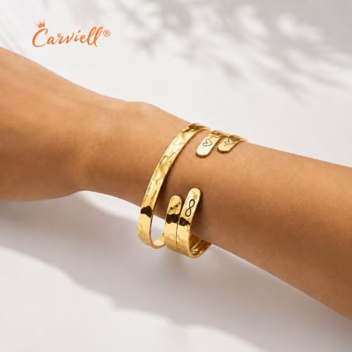 Carviell Bracelets for Women – 100+ Meaningful Engraved Messages – Solid 316L Surgical Stainless Steel Cuff Bracelet – Gift Ready - Image 4