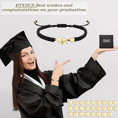 2026 Graduation Gifts, Graduation Gift for Her High School College Graduation Gifts for Teen Girls 5th 8th Grade Masters Degree Grads Initial Bracelets for Women Letter A-Z Charm Bracelet Daughter Niece Granddaughter Girlfriend Jewelry - Image 2