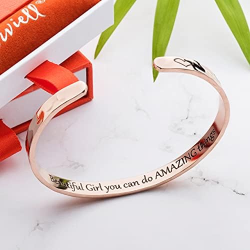 Carviell Bracelets for Women – 100+ Meaningful Engraved Messages – Solid 316L Surgical Stainless Steel Cuff Bracelet – Gift Ready - Image 3