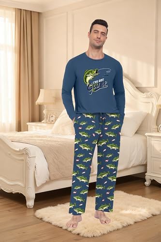 PrinStory Men's Pajama Sets Loungewear Sleepwear Pjs Lightweight Long Sleeve Shirts & Bottoms Soft Comfy Sleep Sets S-2XL - Image 3