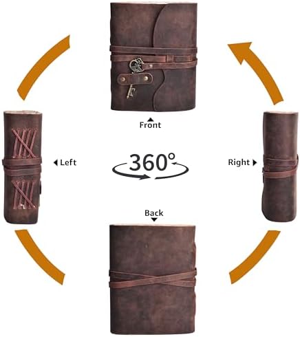 LEATHER VILLAGE Green Leather Journal Key Lock, Fuchsia 10x7. - Image 5