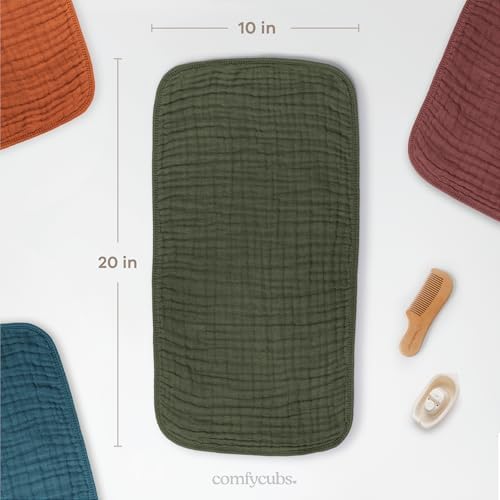 Comfy Cubs Muslin Burp Cloths 20x10" 10 Pack, Baby Burp Cloths - Kelp - Image 3