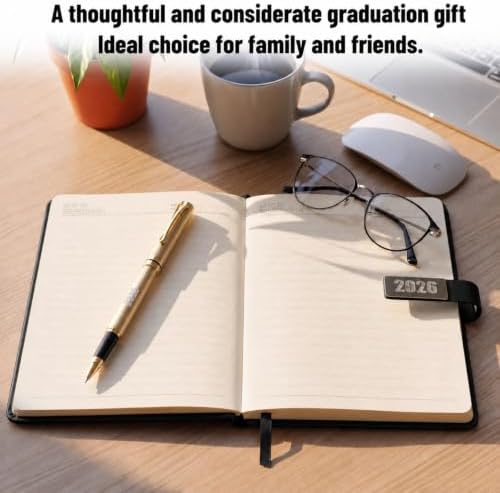 Christmas 2026 Congrats Grad Birthday Gift Black Leather Notebook with Pen - Image 5