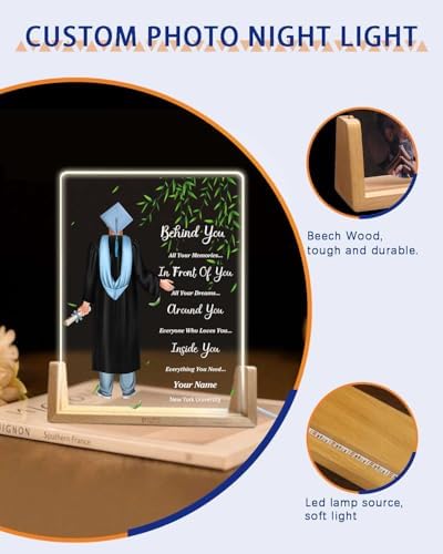 Personalized Name Graduation Gifts Custom Night Light LED Table Lamp Portrait Creator for Him 2026 University High School Keepsake(Boy D) - Image 5