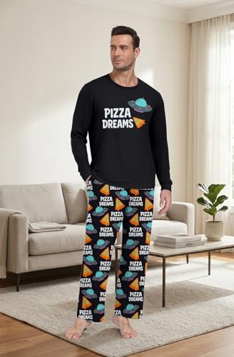 PrinStory Men's Pajama Sets Loungewear Sleepwear Pjs Lightweight Long Sleeve Shirts & Bottoms Soft Comfy Sleep Sets S-2XL - Image 2