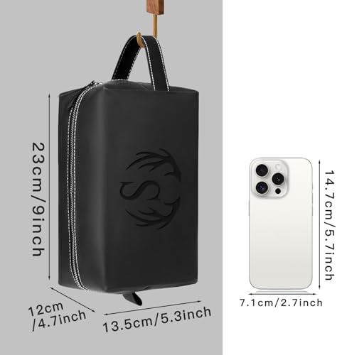 Personalized Gifts Travel Toiletry Bag for Men Engraved Initial PU Leather Waterproof Shaving Bag for Toiletries Accessories Fathers Day Birthday Gift for Men Dad Husband Son, Black Q - Image 5