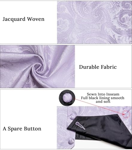 DiBanGu Mens Vest and Tie Set Formal Paisley Waistcoat and Necktie Pocket Square Cufflinks Silk Suit Vest for Tuxedo Wedding - Image 5