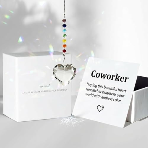 Hegelda Coworker Gifts for Women Crystal Heart Suncatcher Ornaments Decor by HEGELDA
