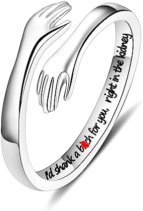 Yesteel S925 Sterling Silver Hug Ring for Women Teen Girls, Adjustable Ring Jewelry Mothers Day Birthday Gifts for Daughters Mom Sister Wife Friends Grandma by YESTEELJEWELRY