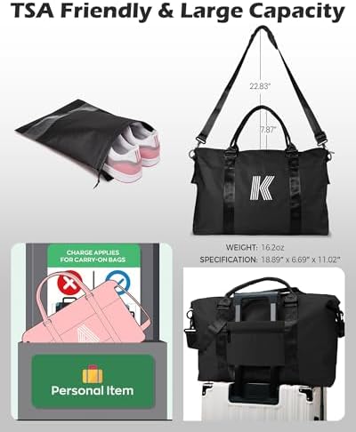Gifts for Daughter, Initial Travel Duffel Bags, Sports Bags - Image 3