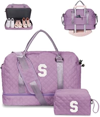 Weekender Bags for Women-Personalized Initial Duffle Bag for Teen by Vogewood
