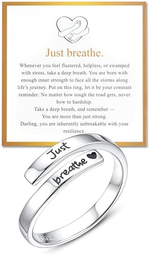 Yesteel S925 Sterling Silver Hug Ring for Women Teen Girls, Adjustable Ring Jewelry Mothers Day Birthday Gifts for Daughters Mom Sister Wife Friends Grandma by YESTEELJEWELRY