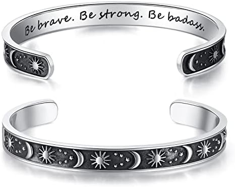 TONY & SANDY Inspirational Bracelets for Women Teen Girls Personalized Gifts for Daughter Granddaughter Mom Sister Friends Stainless Steel Engraved Cuff Birthday Easter Christmas by TONYSANDY