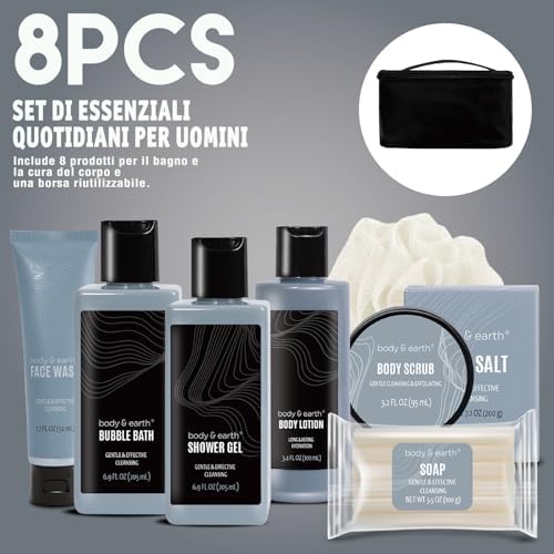 Body & Earth 8pc Leather Gifts for Men Spa Gifts Bath Sets for Man - Image 2