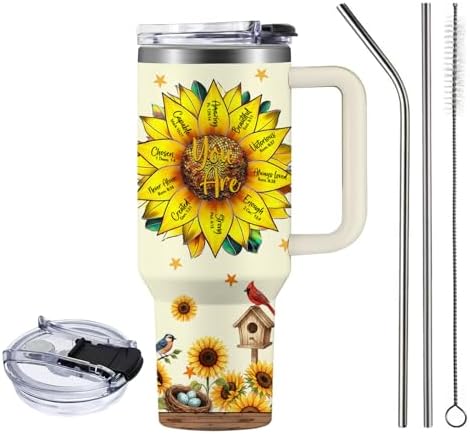 Christian Gifts for Women 40 oz You Are Tumbler with Lid and Straw, Sunflower Inspirational Religious Birthday Gifts for Women Christian Jesus God Bible Verse Prayer Cup Mug - Image 3