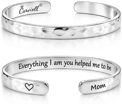Carviell Bracelets for Women – 100+ Meaningful Engraved Messages – Solid 316L Surgical Stainless Steel Cuff Bracelet – Gift Ready by Carviell